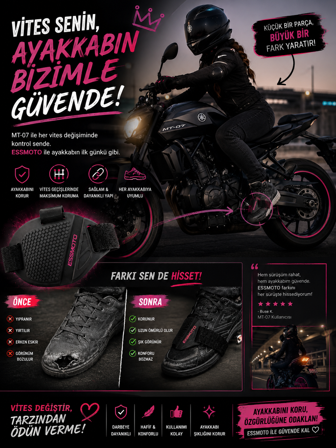 ESSMOTO Motorcu Ayak Koruyucu