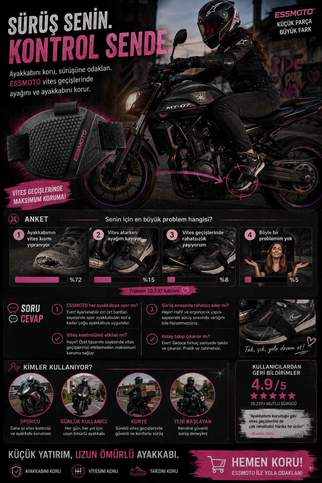ESSMOTO Motorcu Ayak Koruyucu